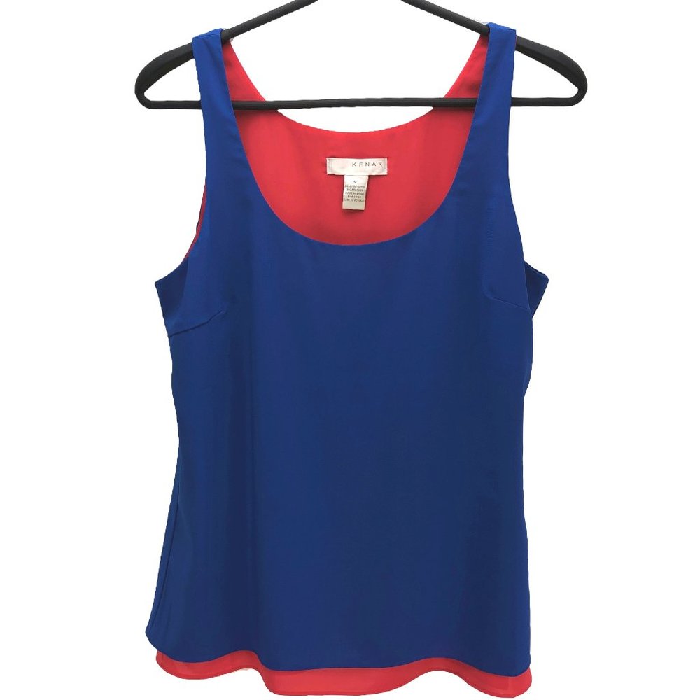 KENAR royal blue / salmon orange sleeveless tank - SZ S